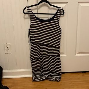 Blue and white striped dress